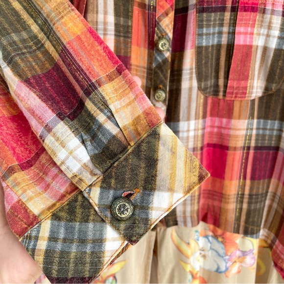 S O L D : Anthropologie Aratta Silent Journey Flannel Plaid Floral Dress - Picture 8 of 17